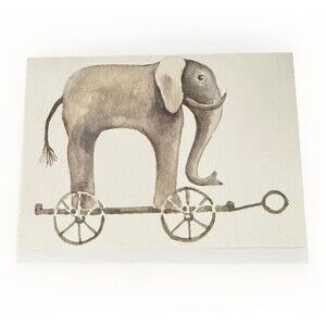 Vintage Oddballs Watercolor White Notecards - Elephant - Baby Shower - 10 Pk